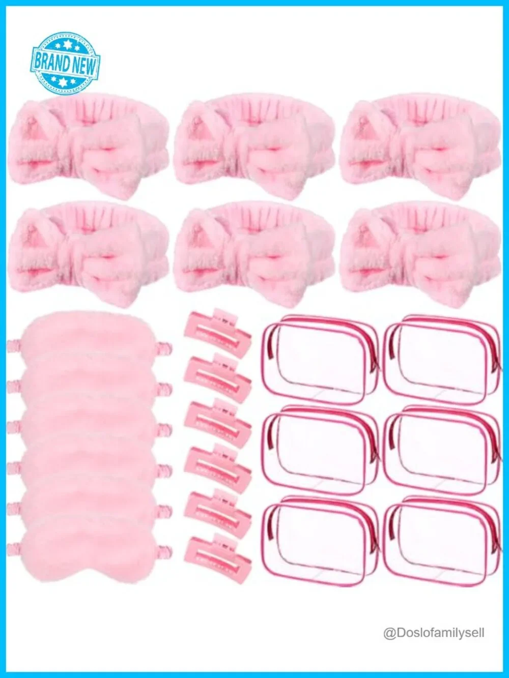 24 Pcs Spa Party Favors Sleepover Kit with Headbands Eye Masks Hair Clips Bags